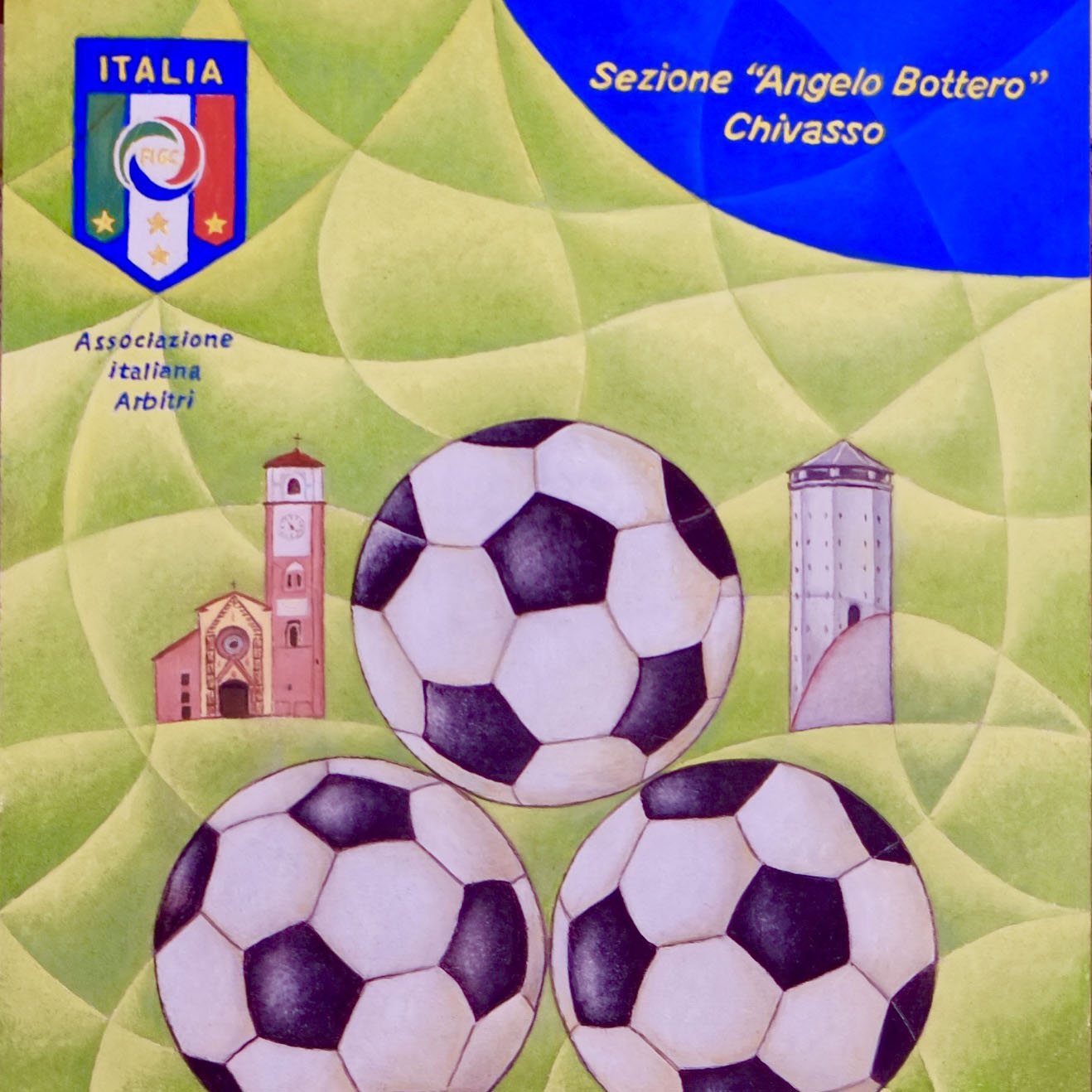 Manifesto per il 1° Torneo internazionale di calcio Angelo Bottero – AIA  di Alma Fassio